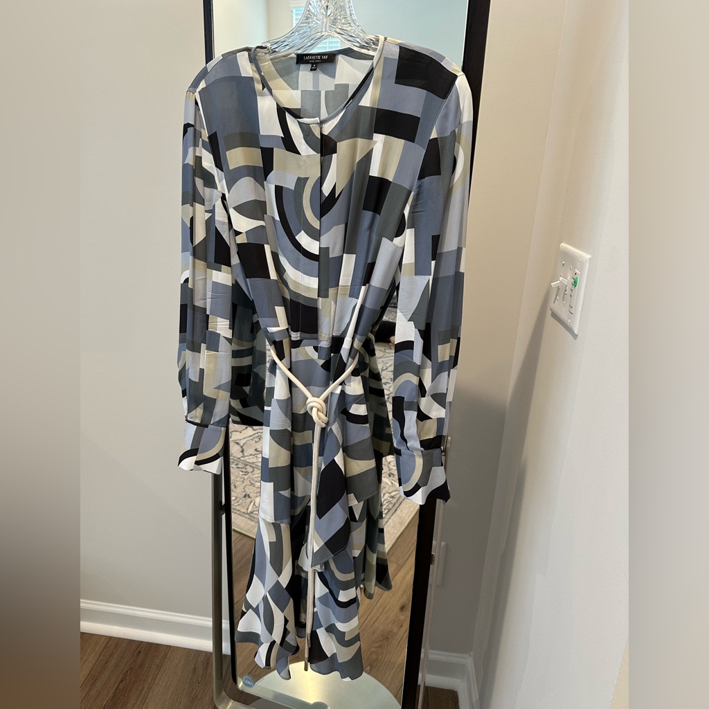 Lafayette 148 New York Dress, Size 8, Elegant Geometric Pattern